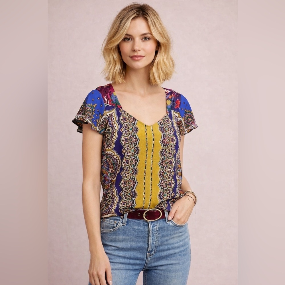 Anthropologie Multicolor Paisley Blouse